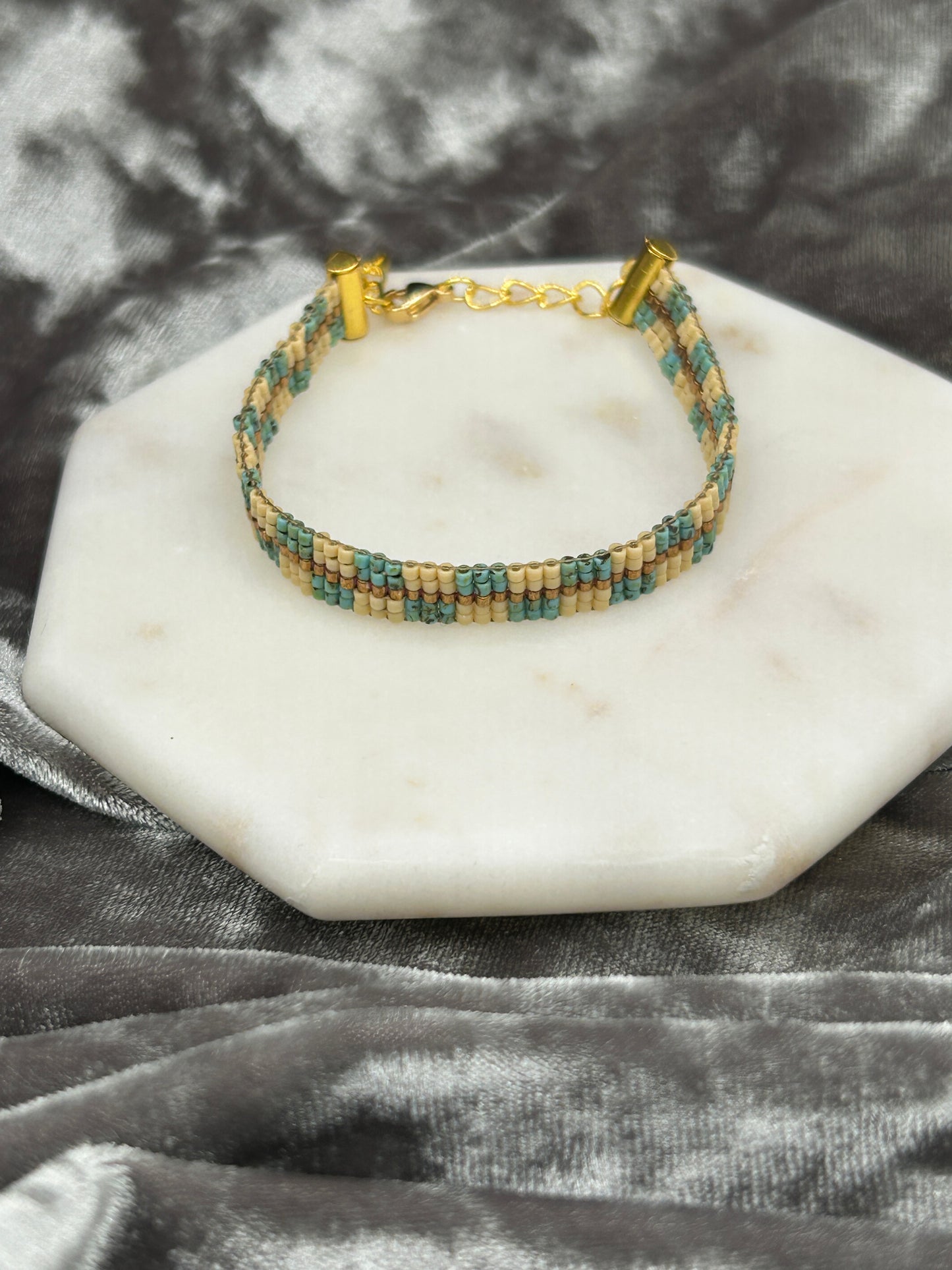 Antique turquoise and cream bracelet