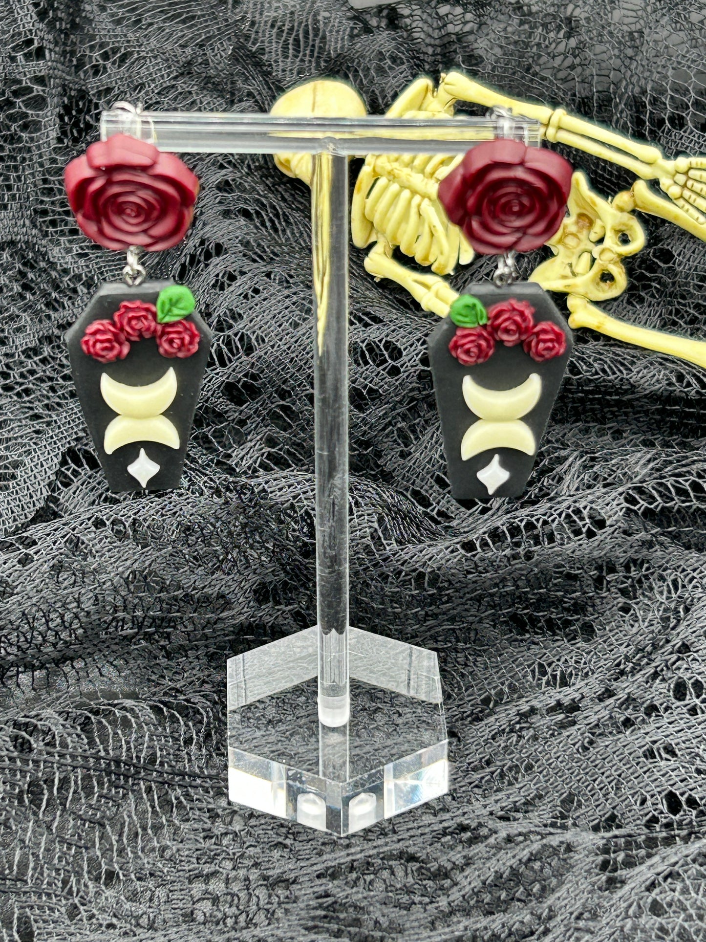 Double moon coffin dangles