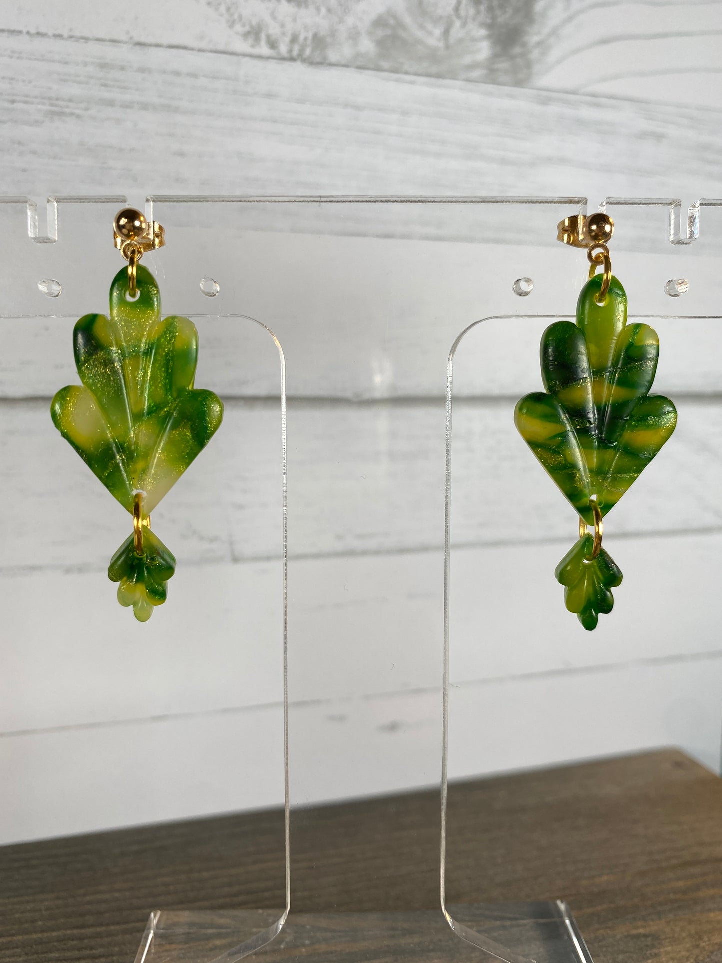 Green marbled Cleo dangles