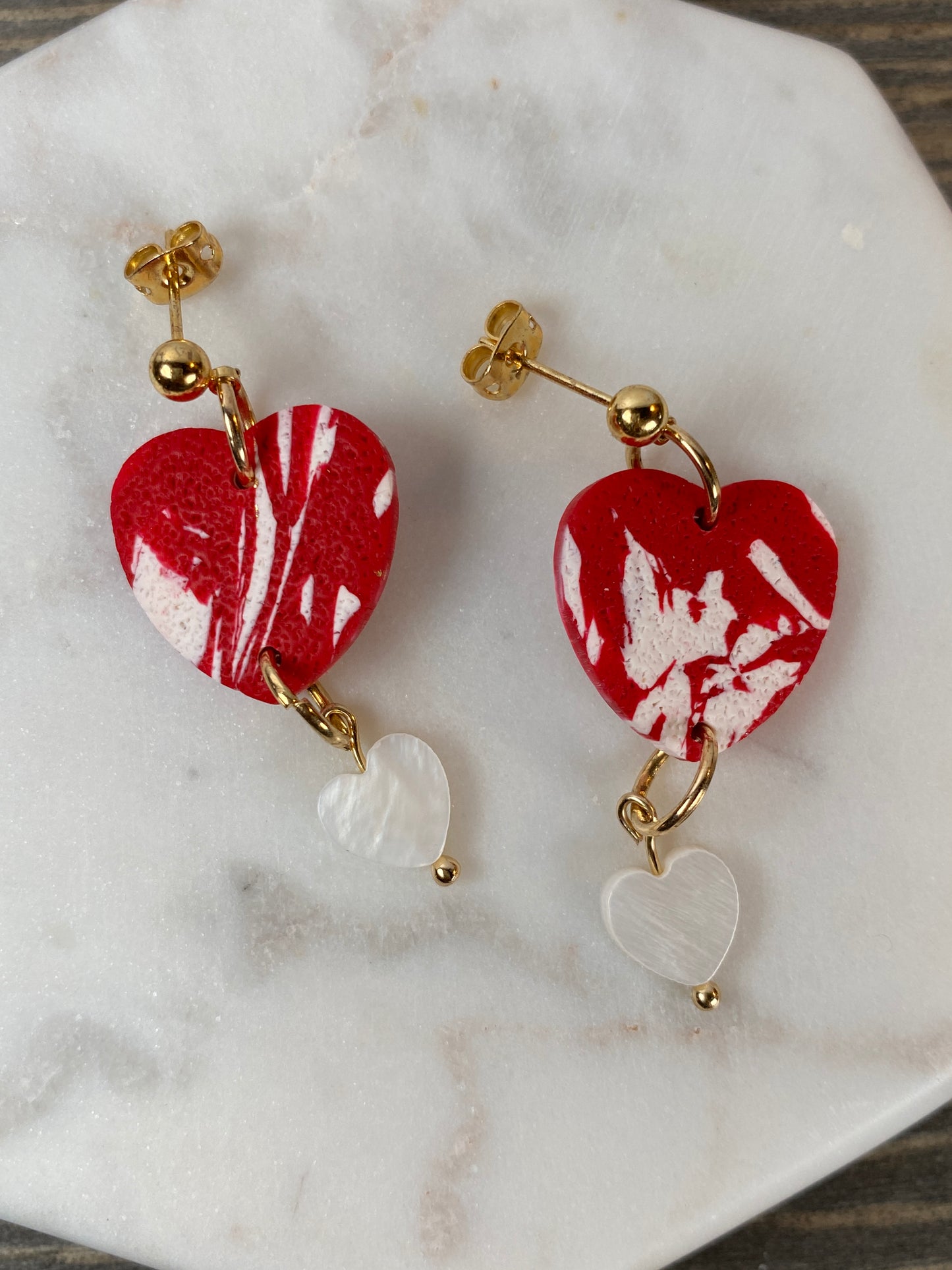 Double heart dangles