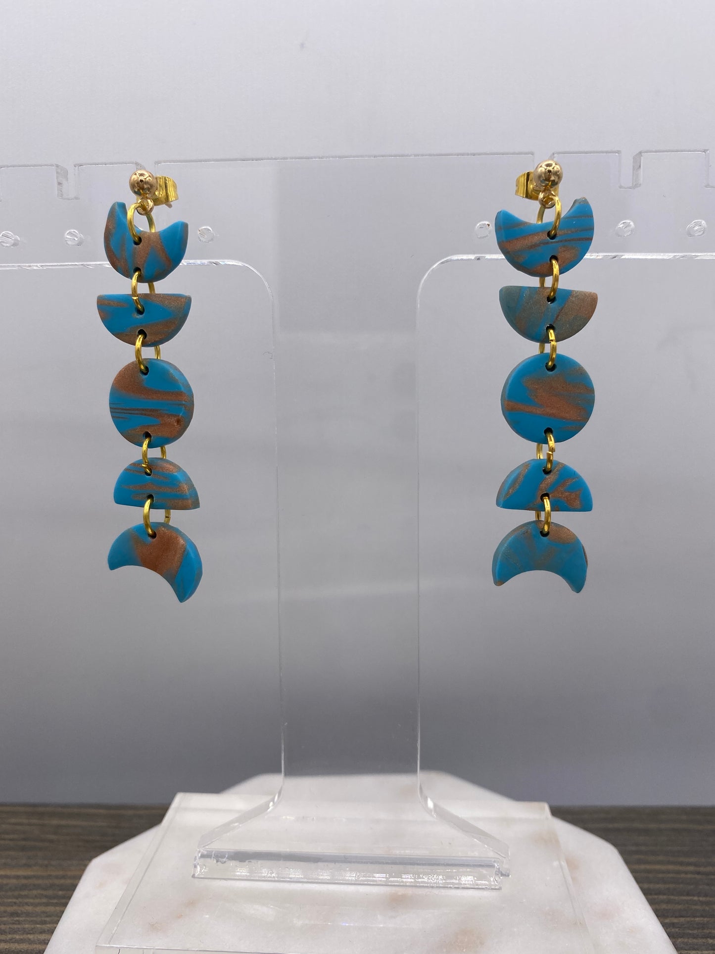 Turquoise and Gold Moon Phase Dangles
