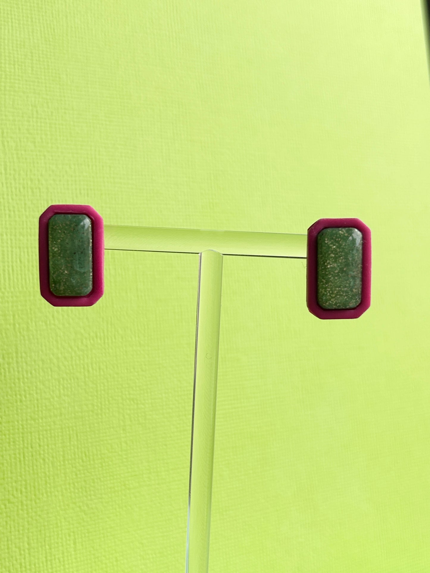 Stone studs pink and green