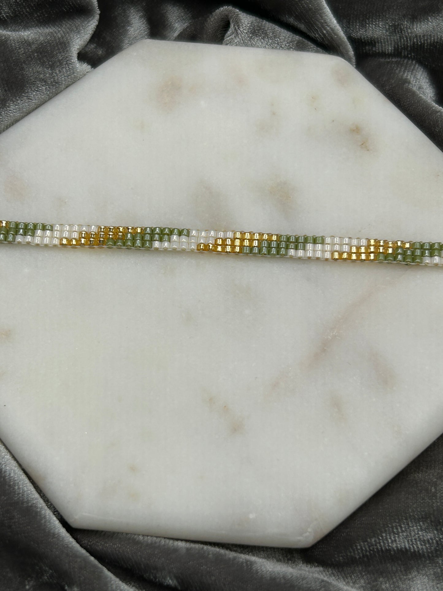 Gold white and Olive bracelet