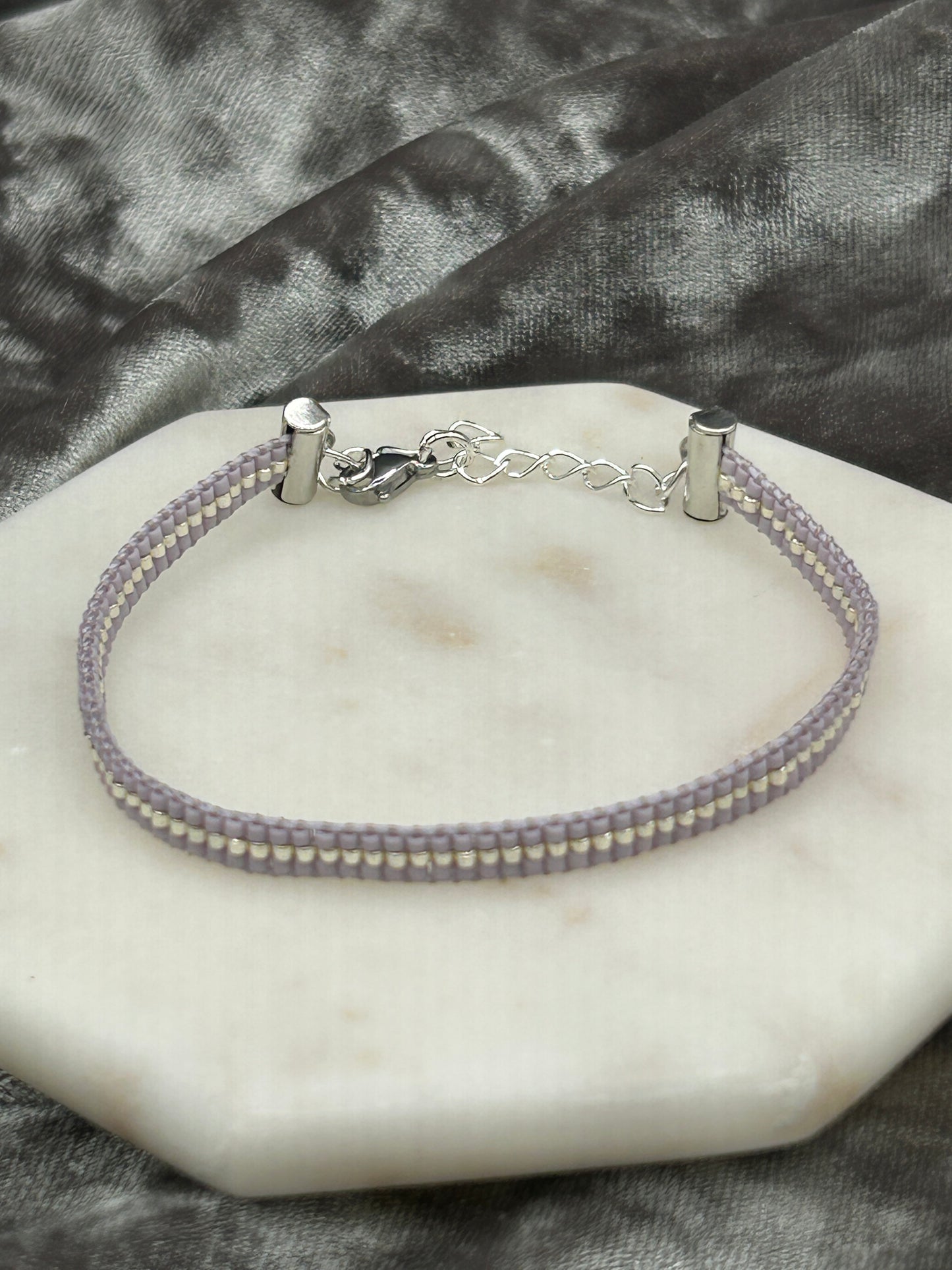 Lilac and silver bracelet