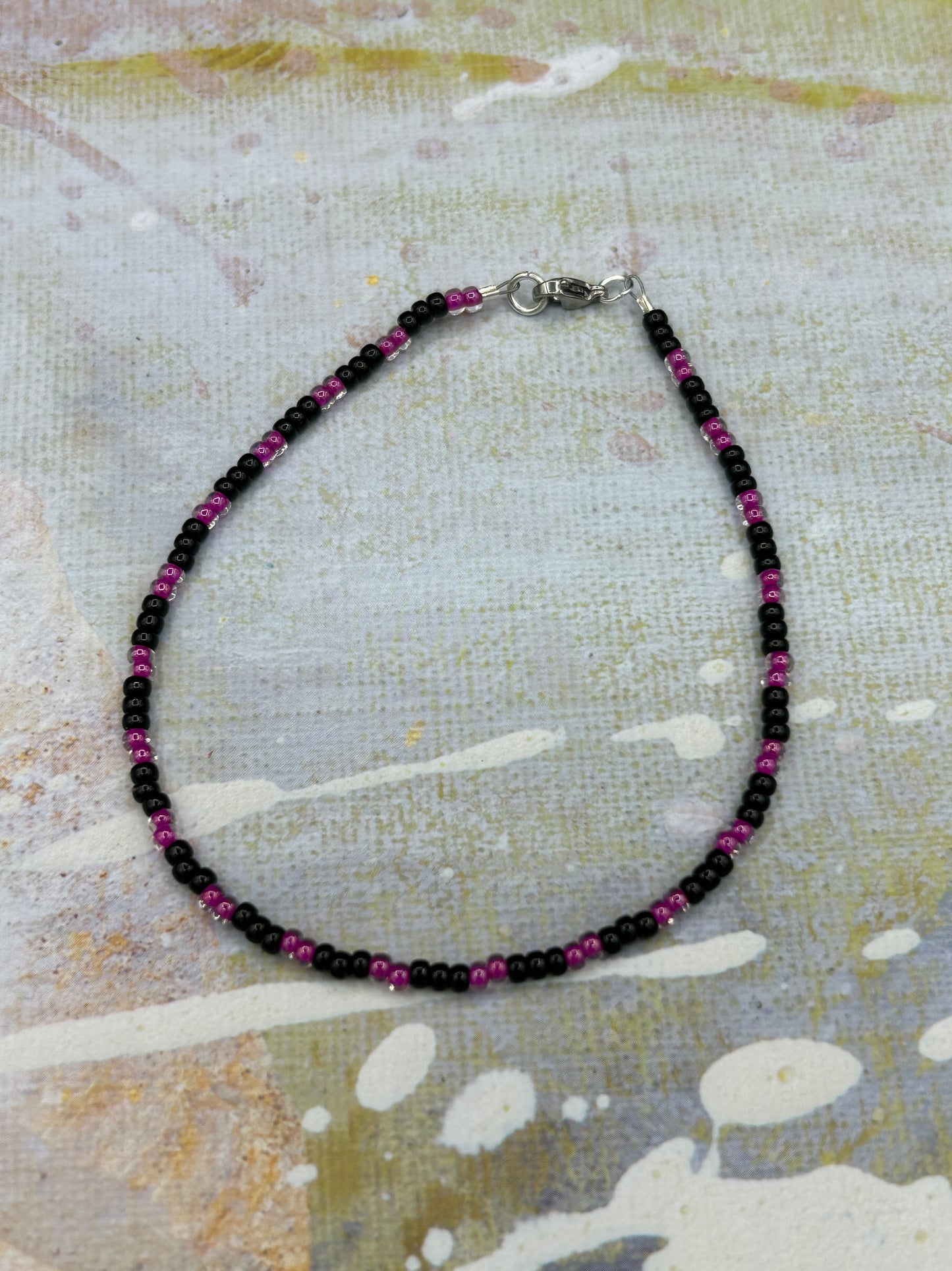 Hot pink and black anklet