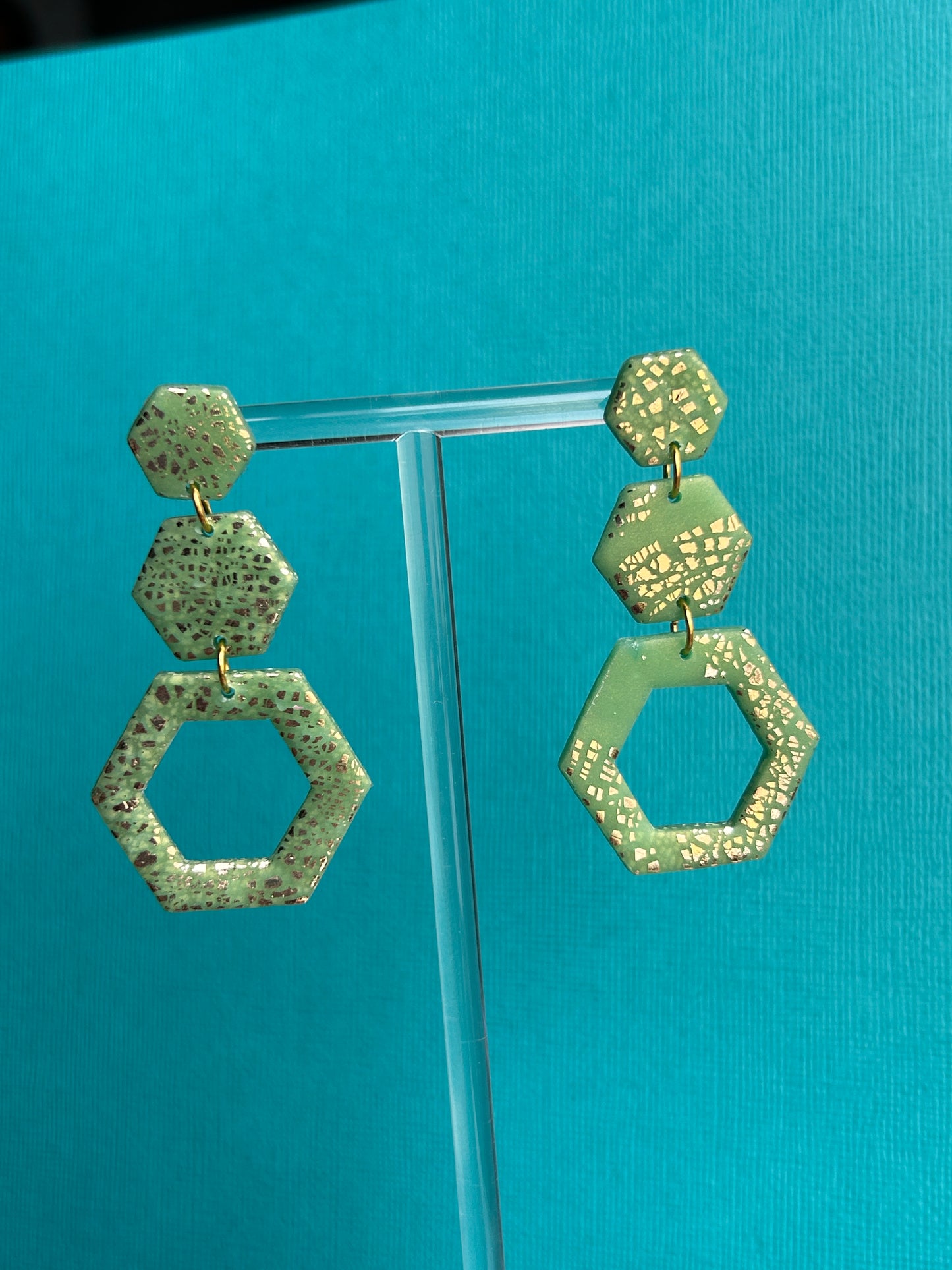 Sage hexagon dangles