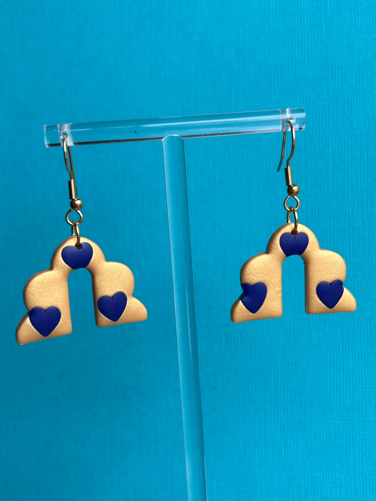 Gold and navy cloud arch dangles