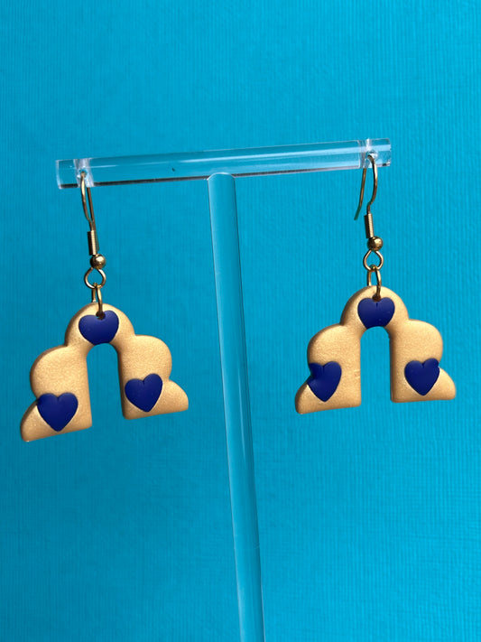 Gold and navy cloud arch dangles