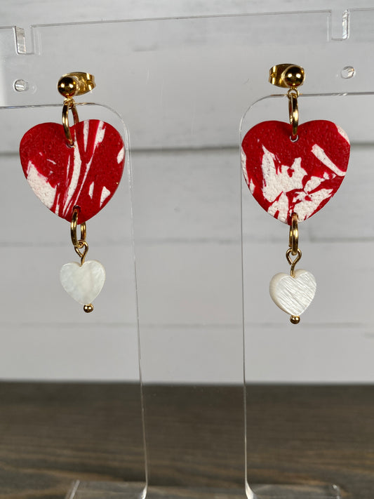 Double heart dangles