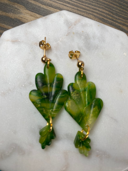 Green marbled Cleo dangles