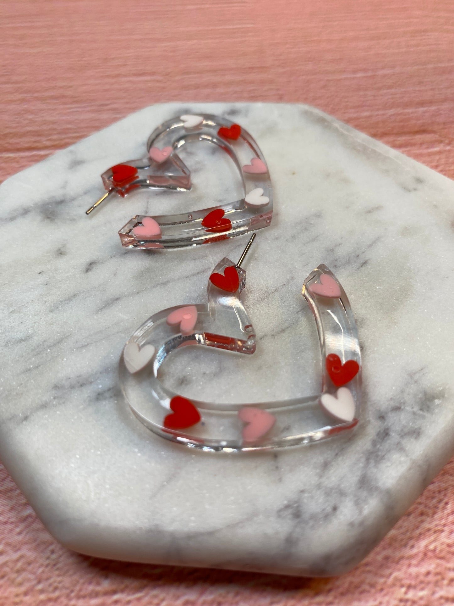 Heart hoops red pink & white